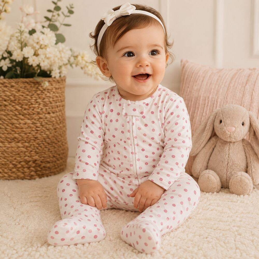Aden + Anais White Pink Dotted One Piece 3-6 Months